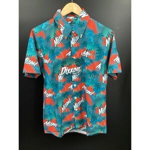Dixxon Mens Shirt XS Teal Orange The Vice Miami Tropical Short Sleeve Button‎ Up